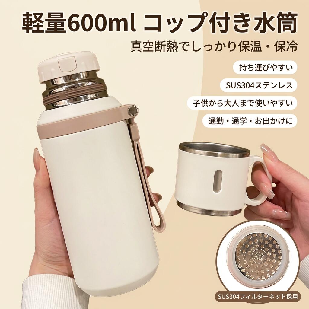 1. ニ重蓋のデザインは、漏れを防くために密封することができ、ロック水の二重保険、360漏れないように振って、心配することなく旅行。大きめの氷に入れやすいウオ-タ-ボトルで、片手で直飲みだけでなく。 2. 水筒 600ml：水筒600ml、優れた水筒ボトル、 容量は適切で、運動量の激しいスポ-ツ時や屋外での長時間の作業時に!室内でも熱中症対策としてこまめに水分を取りたい時は、大容量の水筒が便利。 3. ステンレスボトル：この水筒は高品質の 316 ステンレス鋼で作られています、 ウォーターボトルは、錆びにくく、汚れや臭いがつきにくく、耐食性に優れ、無臭の食品グレードの素材を使用しており、人体に無害であるため、安心して使用することができます！ 検索関連ワード 水筒, ステンレスボトル, 保温ボトル, 真空断熱ボトル, コップ付き水筒, 軽量水筒, 大容量水筒, コップタイプ, スポーツドリンクボトル, アウトドア用水筒, 子供用水筒, 男の子水筒, 女の子水筒, 男女兼用水筒, 保冷ボトル, 運動会用水筒, ビジネス用ボトル, プレゼント, ギフト, 新生活, 母の日ギフト, 父の日ギフト, 誕生日プレゼント, 人気水筒, おすすめ水筒, 耐食性, 無臭, 食品グレード素材, 大きめの氷, 熱中症対策, 旅行用水筒, コンパクトデザイン, 密封機能, 漏れ防止, 360漏れない, 片手飲み, 室内用, スポーツ時, 屋外作業, おしゃれ水筒, キッズボトル, スポーツ用, 高品質水筒, 便利な水筒, 定番水筒 注意事項 ・ラッピング対応は行っておりません。 ・予告なく仕様変更になる場合がございます。 ・写真はイメージです。実際の商品と若干異なる場合がございます。 ・基本は全国一律送料無料と対応させていただきますが、沖縄・北海道・離島地域へお届けの場合は別途送料をご請求させていただきます。 ・商品のサイズは採寸方法によって、若干な誤差が生じる場合はあります。ご了承ください。 品質保証 ・出品商品は全て新品未使用です。 ・安心の初期不良対応 ：万が一商品に不具合があった場合は、商品到着後7日以内にご連絡ください。 ・不具合の状況確認のため、写真や動画のご提供をお願いする場合がございます。確認後、速やかに「新品交換」または「ご返金」にて対応させていただきます。 ・お客様に安心してご購入いただけるよう、誠心誠意サポートいたします。「悪い評価」を付ける前に、まずはお気軽にご相談ください。 検索関連ワード 水筒, ステンレス水筒, 真空断熱ボトル, 真空断熱, 保温ボトル, 保冷ボトル, 保温保冷ボトル, コップ付き水筒, コップタイプ, コップ付, 600ml 水筒, 大容量水筒, 軽量水筒, コンパクト水筒, スポーツドリンクボトル, スポーツドリンク, 漏れ防止 水筒, 密封ロック, 360度 漏れない, 316ステンレス, 錆びにくい ステンレス, におい移りしにくい, 汚れがつきにくい, 耐食性, 子供用水筒, 小学生 水筒, 男の子 水筒, 女の子 水筒, 男女兼用水筒, 運動会用水筒, スポーツ 水筒, アウトドア用水筒, 通学 水筒, 部活 水筒, オフィス 水筒, ビジネス用ボトル, 直飲み コップ, 片手で飲める, 冷たいまま, 温かいまま, 熱中症対策 水分補給, こまめに水分, 旅行 水筒, 新生活, 新生活 ギフト, プレゼント, ギフト, 母の日ギフト, 父の日ギフト, 誕生日プレゼント, ポイント消化, 人気 おすすめ, お買い物マラソン, 楽天スーパーSALE, 1990円 水筒, すいとう注意事項：モニターの発色により、実物と異なる場合がございます。