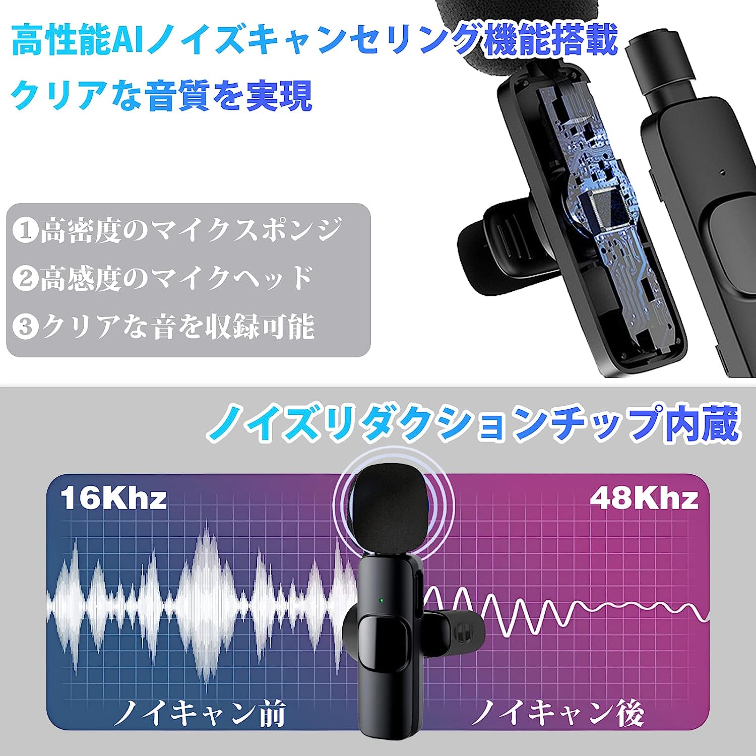 ピンマイク スマホ マイク 2人用 ワイヤレス iphone iPad iphone用 Type-C端末専用...