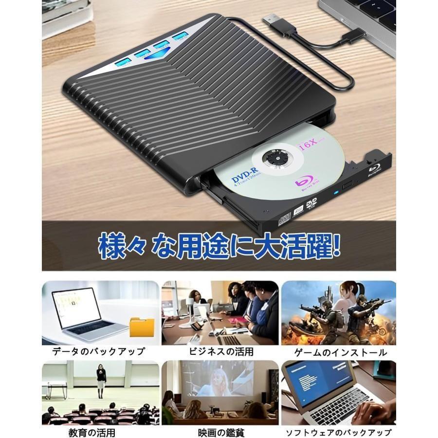 alloneallのUSB3.0/Type-Cポート付き 外付けドライブ Windows 薄型 CD/DVD読取?CD書き込みドライブ XP/7/8/10 DVDドライブ MacOS対応 外付｜アングル3