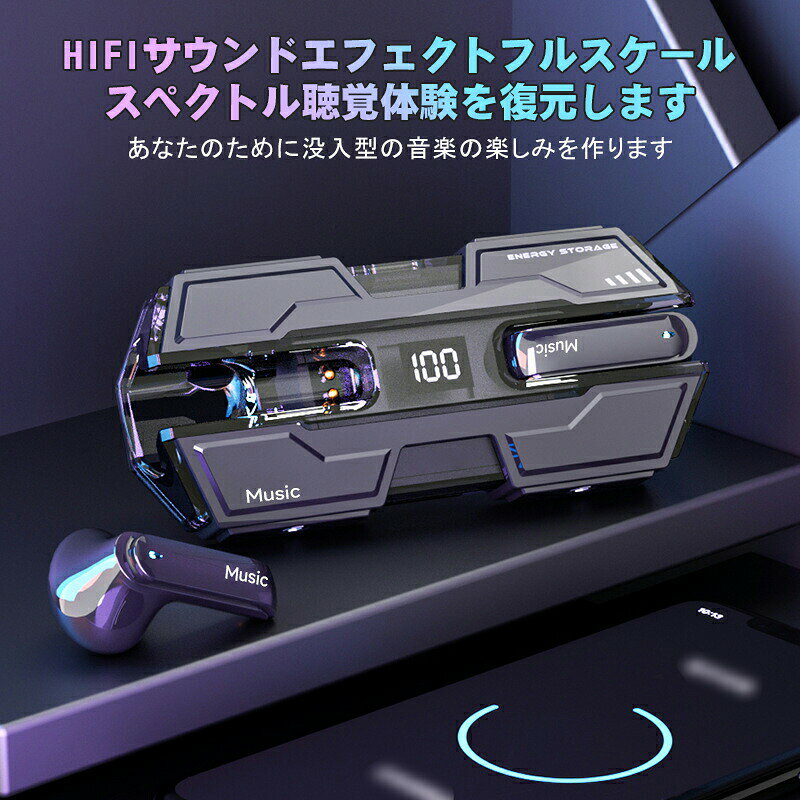 alloneallのウルトラ ノイズリダクション ワイヤレスイヤホン ノイズキャンセリング/外音取り込み 完全ワイヤレスイヤホン Bluetooth5.3対｜アングル2