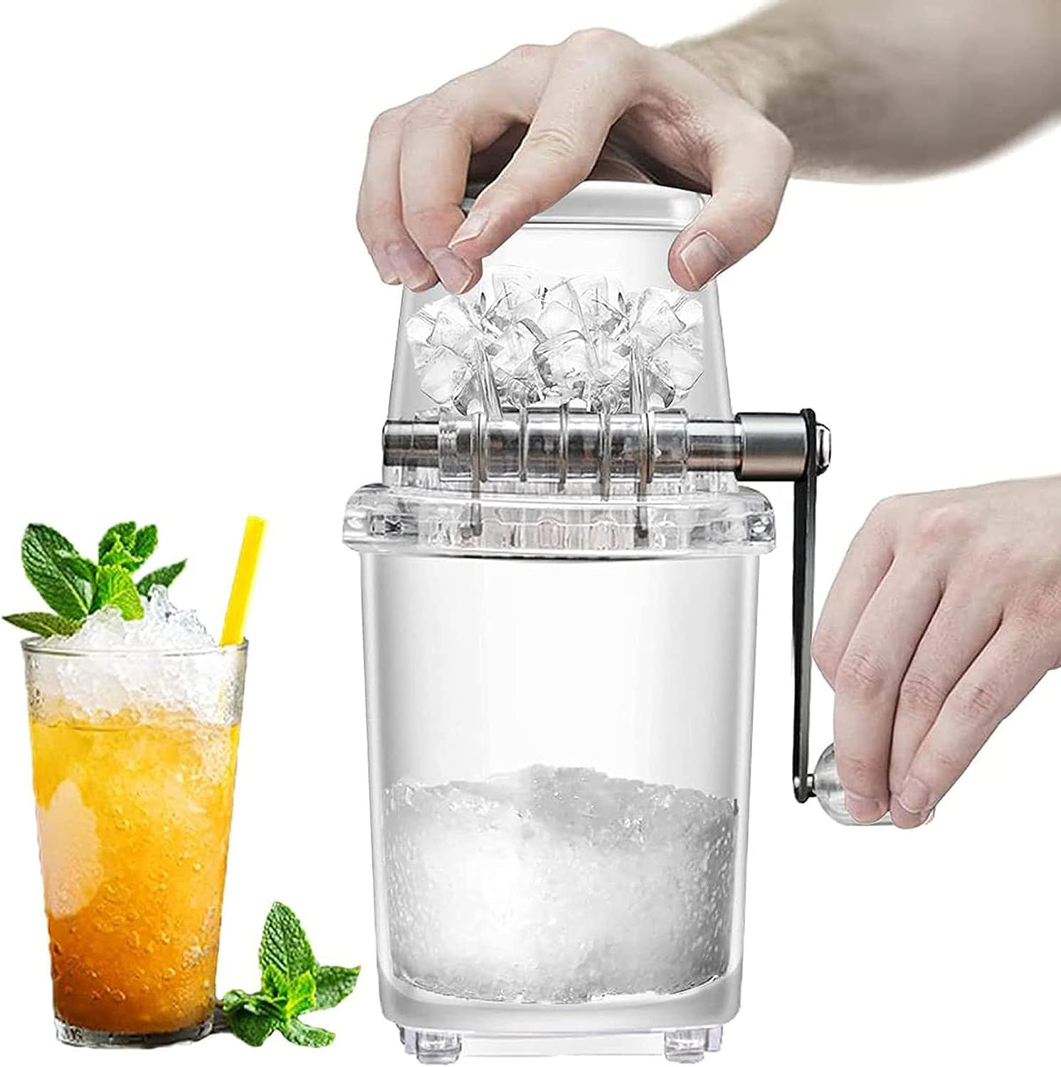 製氷カップ付 砕氷機 製氷器 手動アイスクラッシャー 1.25L ステンレス鋼 アイスキ...