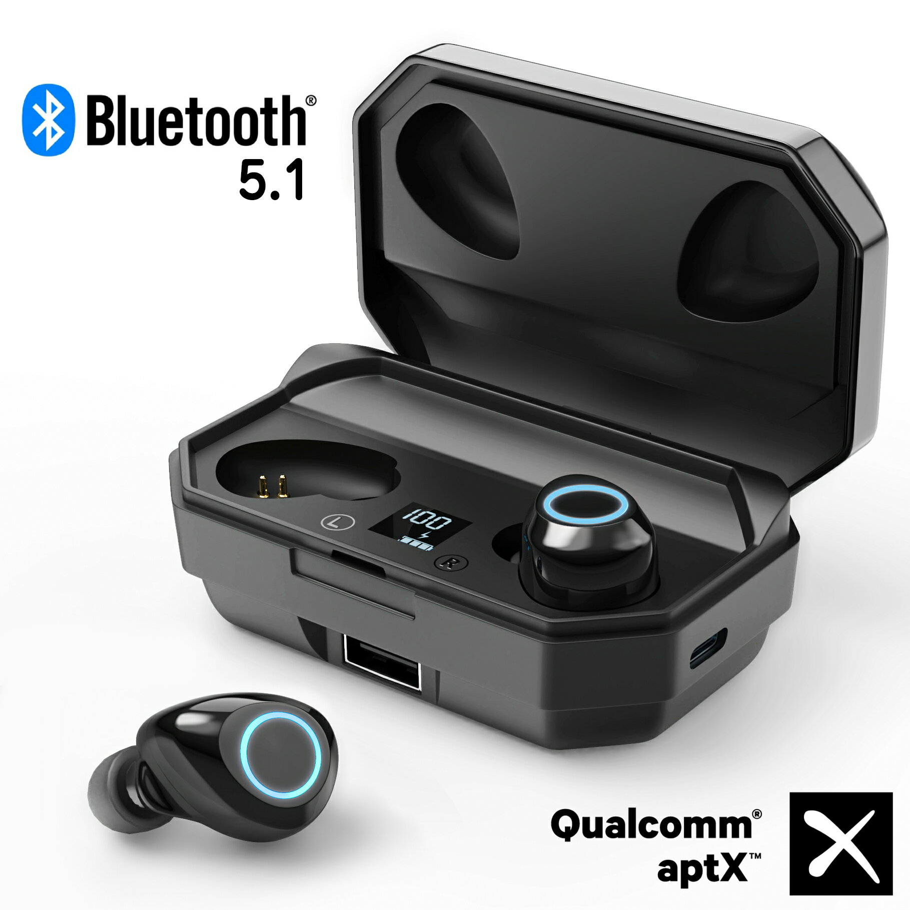 ★最大2000円OFFクーポン配布中★ワイヤレスイヤホン「bluetooth5.1最新版」ワイヤレス　イヤホン カナル型 ヘッドホン bluetooth イヤホン マグネット ブルートゥース イヤホン IPX7防水 音量調整 Siri対応 片耳 マイク内蔵 iPhone/Android対応