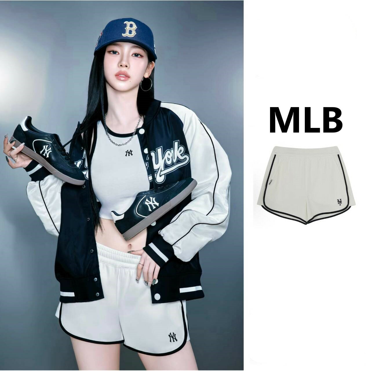 Rakuten - 日本未入荷 MLB W's Basic Small Logo Running Dolphin Pants ベーシック スモール ロゴ ランニング ドルフィンパンツ エスパカリナ着用 3AJPV0161-09BKS