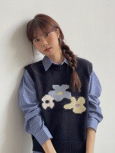 Rakuten - レディースベスト 花柄ニットベスト レディース 無袖 レイヤードトップス プルオーバー 韓国風 レイヤード 秋新作