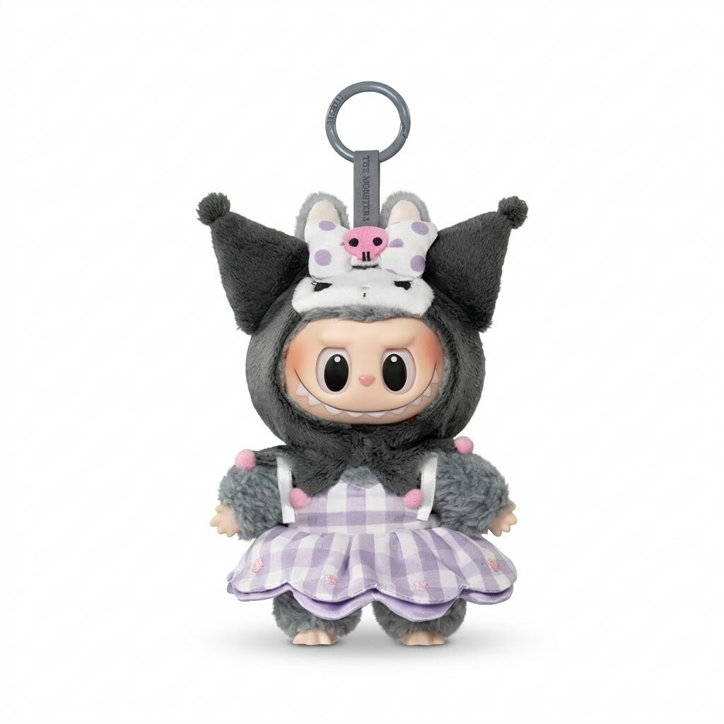 Rakuten - 日本未入荷 ポップマート ラブブ ザ モンスターズ × ハローキティ＆フレンズシリーズ ビニールぬいぐるみペンダント クロミ Pop Mart Labubu The Monsters x Hello Kitty And Friends Series Vinyl Plush Pendant Kuromi