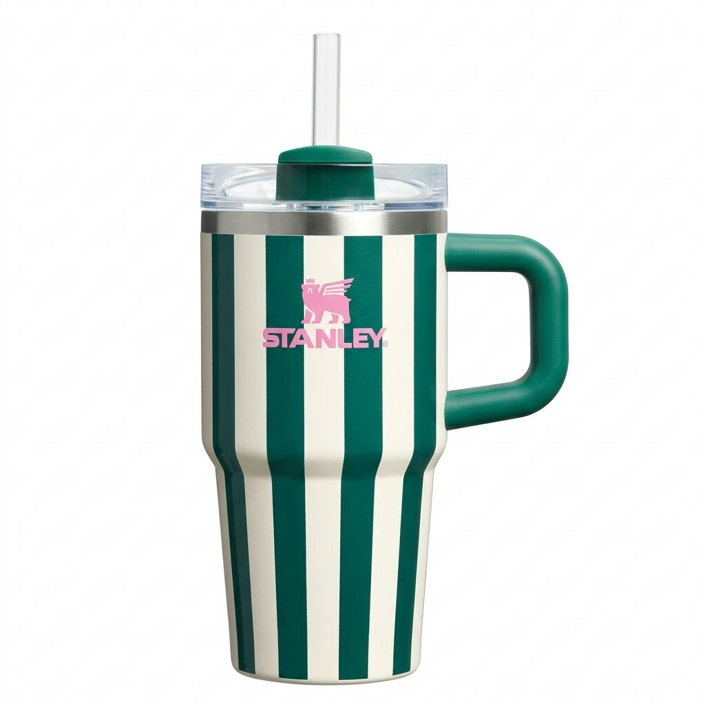 Rakuten - 日本未入荷 STANLEY スタンレー 真空クエンチャー 590ml 20oz ストライプ グリーン 保冷 保温 ハンドル付き ストロー付き マグボトル 水筒 真空断熱 タンブラー 車 カップホルダー対応 キャンプ オフィス ギフト 日本未発売デザイン