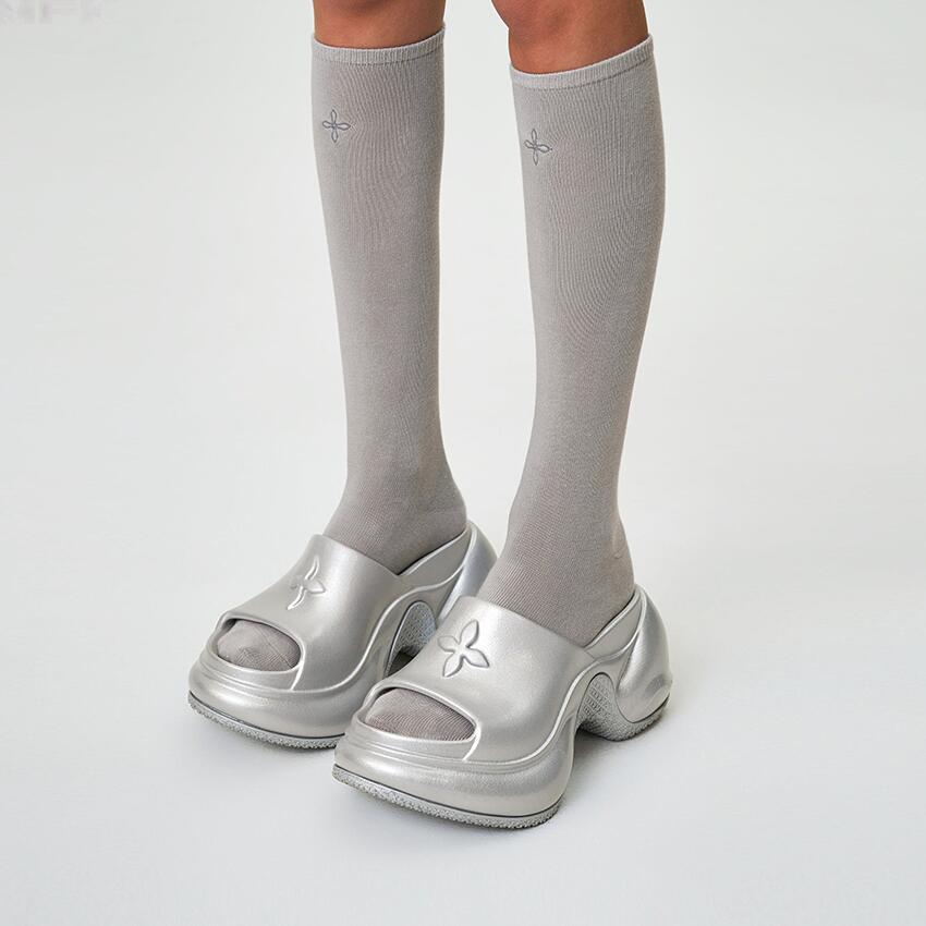 Rakuten - 日本未入荷 smfk Compass Wave HighHeel コンパス ハイヒール スリッパ シルバー 中国人気ブランド SL002SL