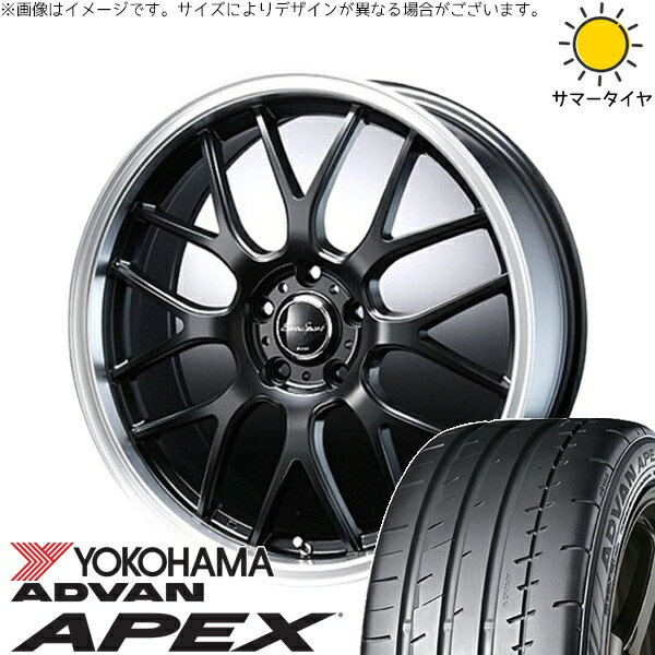 プリウス 60系 ノア ヴォクシー 90系 225/40R19 サマータイヤ ホイール 4本セット 新品 | ヨコハマタイヤ (YOKOHAMA) アドバン APEX V601 × ブレスト (BLEST) ユーロスポーツ タイプ805 セミグロスブラック 19インチ 8.5J +45 5穴114.3