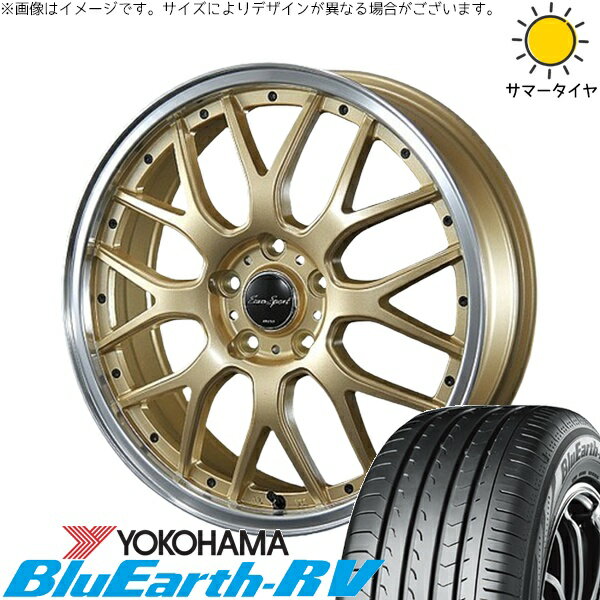 ヴォクシー 215/45R18 サマータイヤ ホイール 4本セット 新品 | ヨコハマタイヤ (YOKOHAMA) ブルーアース RV03 × ブレスト (BLEST) ユーロスポーツ タイプ815 セミグロスゴールド 18インチ 7J +53 5穴114.3