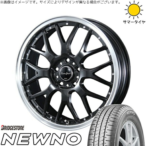 NBOX スペーシア タント デリカミニ 155/65R14 サマータイヤ ホイール 4本セット 新品 | ブリヂストン (BRIDGESTONE) ニューノ × ブレスト (BLEST) ユーロスポーツ タイプ815 グロスブラック 14インチ 4.5J +45 4穴100