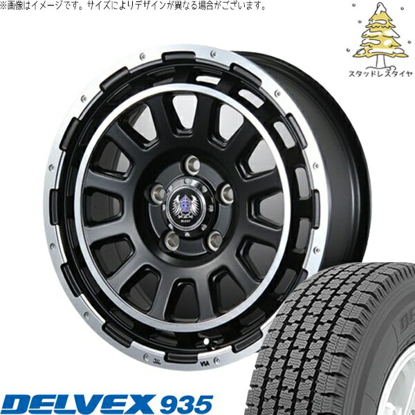 ハイエース専用 195/80R15 スタッドレスタイヤ ホイール 4本セット 新品 | トーヨータイヤ (TOYO TIRE) デルベックス 935 × ブレスト (BLEST) バーンズテック DH-ストリーム セミグロスブラック 15インチ 6J +35 6穴139.7