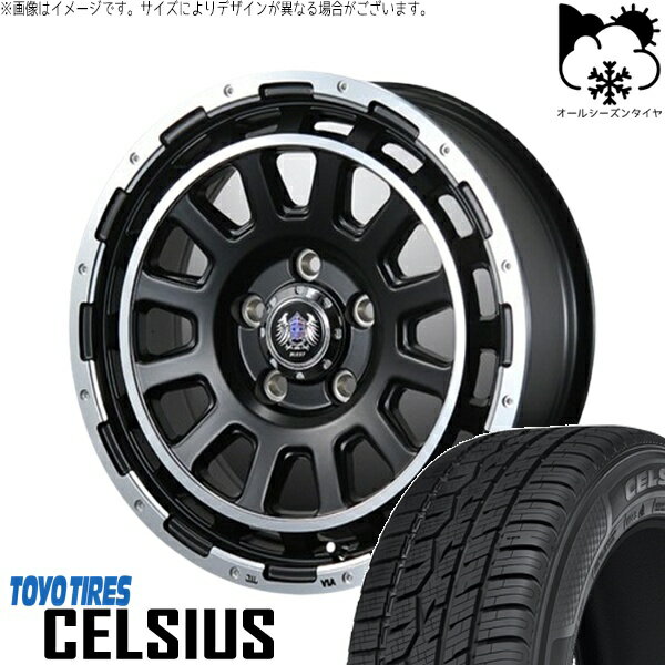 NBOX スペーシア タント デリカミニ 155/65R14 オールシーズンタイヤ ホイール 4本セット 新品 | トーヨータイヤ (TOYO TIRE) セルシアス × ブレスト (BLEST) バーンズテック DH-ストリーム セミグロスブラック 14インチ 4.5J +45 4穴100