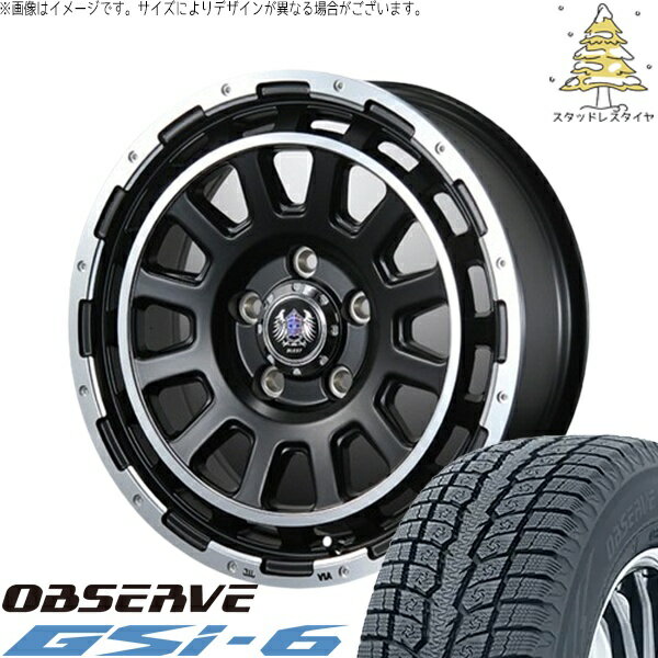 カローラクロス 215/70R16 スタッドレスタイヤ ホイール 4本セット 新品 | トーヨータイヤ (TOYO TIRE) オブザーブ Gsi-6 × ブレスト (BLEST) バーンズテック DH-ストリーム セミグロスブラック 16インチ 7J +35 5穴114.3