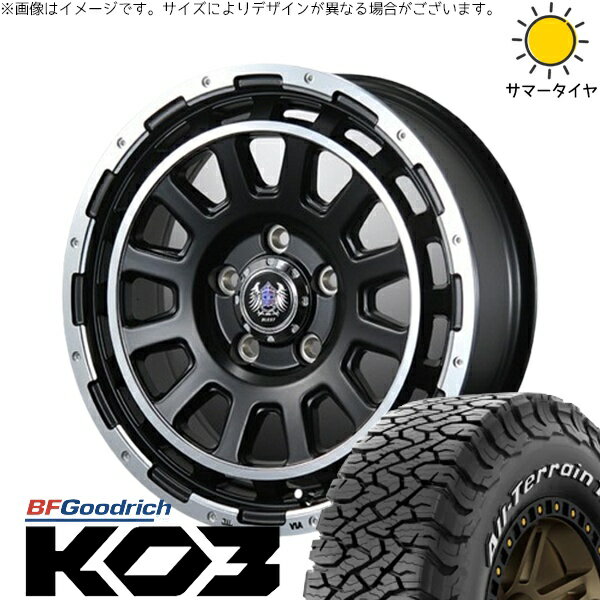 パジェロミニ 175/80R16 サマータイヤ ホイール 4本セット 新品 | BFグッドリッチ (BF Goodrich) オールテレーン T/A KO3 × ブレスト (BLEST) バーンズテック DH-ストリーム セミグロスブラック 16インチ 7J +35 5穴114.3