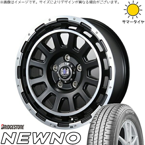NBOX スペーシア タント デリカミニ 155/65R14 サマータイヤ ホイール 4本セット 新品 | ブリヂストン (BRIDGESTONE) ニューノ × ブレスト (BLEST) バーンズテック DH-ストリーム セミグロスブラック 14インチ 4.5J +45 4穴100