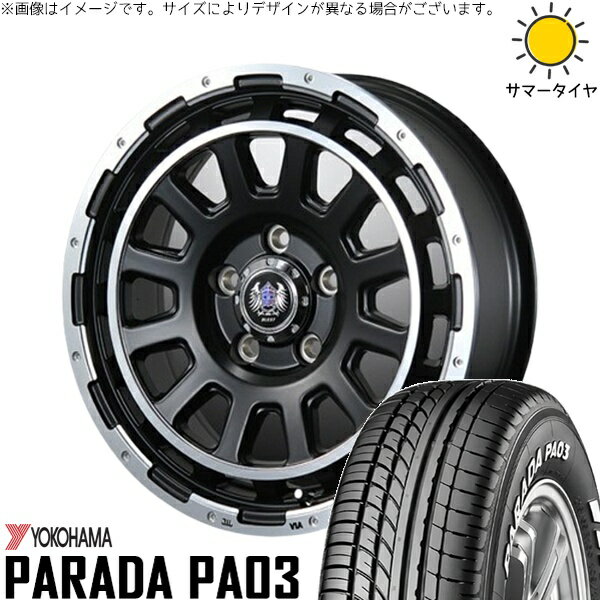 30アルファード 215/65R16 サマータイヤ ホイール 4本セット 新品 | ヨコハマタイヤ (YOKOHAMA) パラダ PA03 × ブレスト (BLEST) バーンズテック DH-ストリーム セミグロスブラック 16インチ 7J +35 5穴114.3