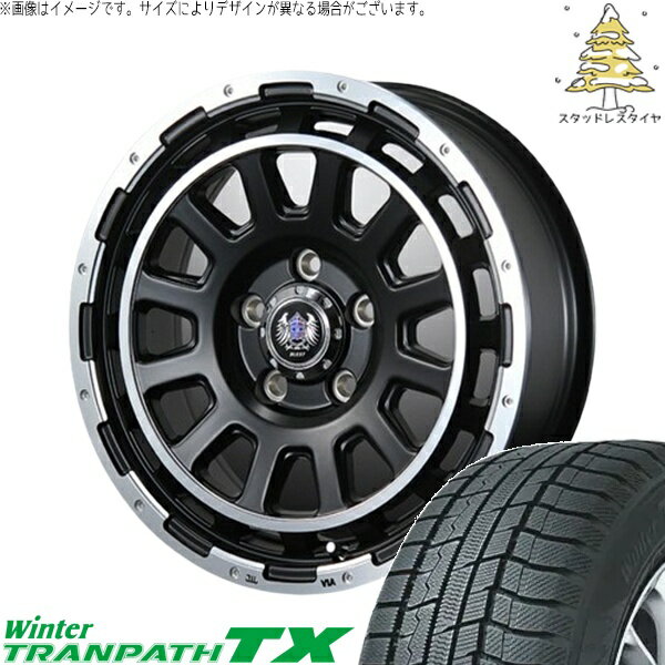 NBOX スペーシア タント デリカミニ 155/65R14 スタッドレスタイヤ ホイール 4本セット 新品 | トーヨータイヤ (TOYO TIRE) ウィンタートランパス TX × ブレスト (BLEST) バーンズテック DH-ストリーム セミグロスブラック 14インチ 4.5J +45 4穴100