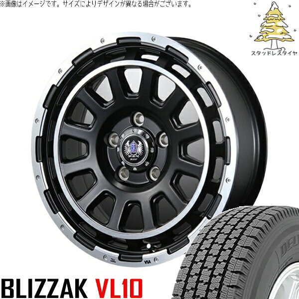 キャラバン専用 195/80R15 スタッドレスタイヤ ホイール 4本セット 新品 | ブリヂストン (BRIDGESTONE) ブリザック VL10 × ブレスト (BLEST) バーンズテック DH-ストリーム セミグロスブラック 15インチ 6J +45 6穴139.7