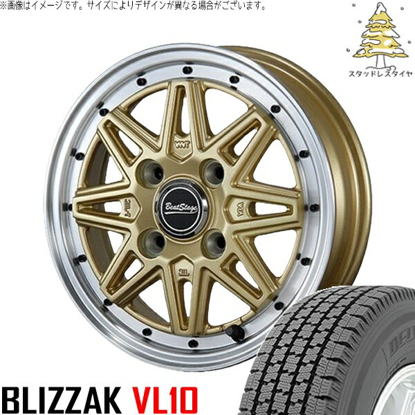 ハイゼットジャンボ 145/80R12 スタッドレスタイヤ ホイール 4本セット 新品 | ブリヂストン (BRIDGESTONE) ブリザック VL10 × ブレスト (BLEST) ビートステージ ES-C セミグロスゴールド 12インチ 4.00B +43 4穴100