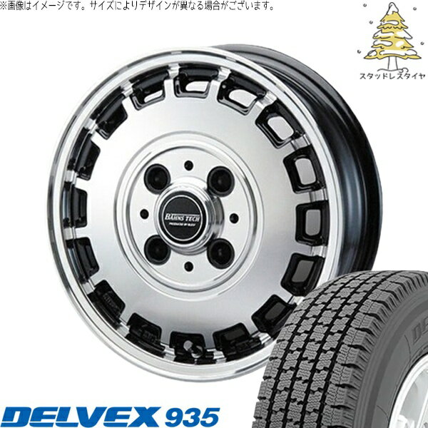 ハイゼットジャンボ 145/80R12 スタッドレスタイヤ ホイール 4本セット 新品 | トーヨータイヤ (TOYO TIRE) デルベックス 935 × ブレスト (BLEST) バーンズテック KT-ストリーム ブラックポリッシュ 12インチ 4.00B +43 4穴100