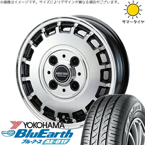 ソリオ MA26 MA36 デリカ 165/70R14 サマータイヤ ホイール 4本セット 新品 | ヨコハマタイヤ (YOKOHAMA) ブルーアース AE-01F × ブレスト (BLEST) バーンズテック KT-ストリーム ブラックポリッシュ 14インチ 4.5J +45 4穴100