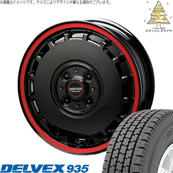 ハイゼットジャンボ 145/80R12 スタッドレスタイヤ ホイール 4本セット 新品 | トーヨータイヤ (TOYO TIRE) デルベックス 935 × ブレスト (BLEST) バーンズテック KT-ストリーム ブラックレッドクリア 12インチ 4.00B +43 4穴100