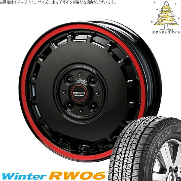 ハイゼットジャンボ 145R12 スタッドレスタイヤ ホイール 4本セット 新品 | ハンコック (HANKOOK) ウィンター RW06 × ブレスト (BLEST) バーンズテック KT-ストリーム ブラックレッドクリア 12インチ 4.00B +43 4穴100