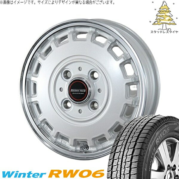 ハイゼットジャンボ 145R12 スタッドレスタイヤ ホイール 4本セット 新品 | ハンコック (HANKOOK) ウィンター RW06 × ブレスト (BLEST) バーンズテック KT-ストリーム パールホワイト 12インチ 4.00B +43 4穴100