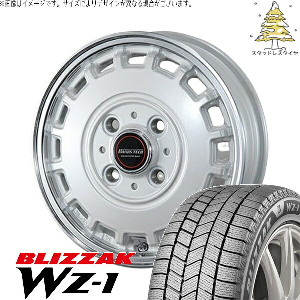 エブリィワゴン 165/60R14 スタッドレスタイヤ ホイール 4本セット 新品 | ブリヂストン (BRIDGESTONE) ブリザック WZ-1 × ブレスト (BLEST) バーンズテック KT-ストリーム パールホワイト 14インチ 4.5J +45 4穴100