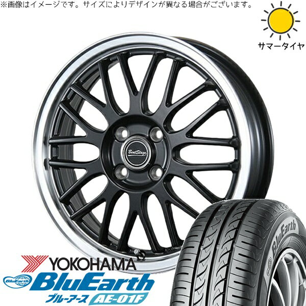ソリオ MA26 MA36 デリカ 165/70R14 サマータイヤ ホイール 4本セット 新品 | ヨコハマタイヤ (YOKOHAMA) ブルーアース AE-01F × ブレスト (BLEST) ビートステージ MT-C セミグロスブラック 14インチ 4.5J +45 4穴100