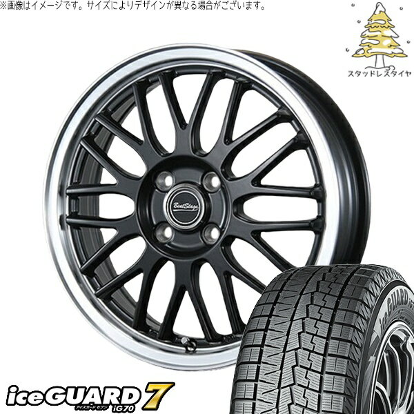 タント ムーブ ワゴンR ラパン 165/50R16 スタッドレスタイヤ ホイール 4本セット 新品 | ヨコハマタイヤ (YOKOHAMA) アイスガードセブン IG70 × ブレスト (BLEST) ビートステージ MT-C セミグロスブラック 16インチ 5J +45 4穴100
