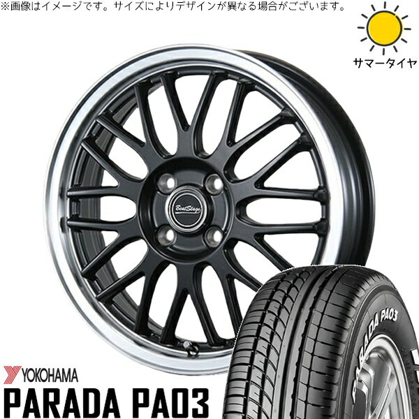 モコ ゼスト パレット ミラ 165/55R14 サマータイヤ ホイール 4本セット 新品 | ヨコハマタイヤ (YOKOHAMA) パラダ PA03 × ブレスト (BLEST) ビートステージ MT-C セミグロスブラック 14インチ 4.5J +45 4穴100