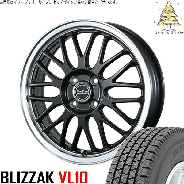 ハイゼットジャンボ 145/80R12 スタッドレスタイヤ ホイール 4本セット 新品 | ブリヂストン (BRIDGESTONE) ブリザック VL10 × ブレスト (BLEST) ビートステージ MT-C セミグロスブラック 12インチ 4.00B +43 4穴100