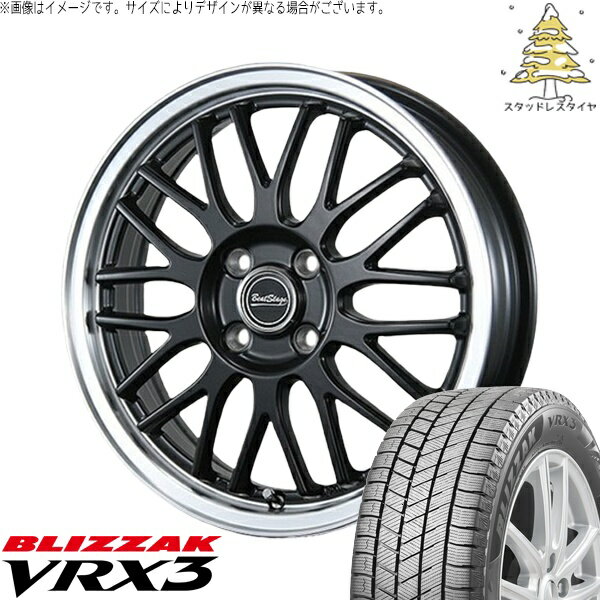 2025年製 NBOX スペーシア タント デリカミニ 155/65R14 スタッドレスタイヤ ホイール 4本セット 新品 | ブリヂストン (BRIDGESTONE) ブリザック VRX3 × ブレスト (BLEST) ビートステージ MT-C セミグロスブラック 14インチ 4.5J +45 4穴100