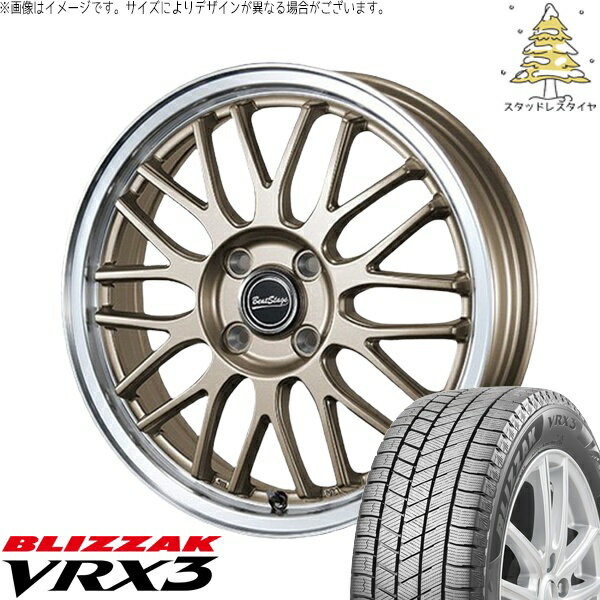 2025年製 NBOX スペーシア タント デリカミニ 155/65R14 スタッドレスタイヤ ホイール 4本セット 新品 | ブリヂストン (BRIDGESTONE) ブリザック VRX3 × ブレスト (BLEST) ビートステージ MT-C アンティークブロンズ 14インチ 4.5J +45 4穴100
