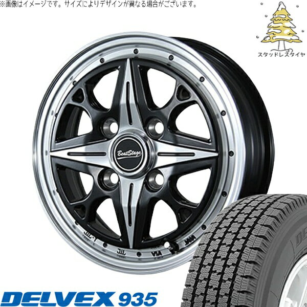 ハイゼットジャンボ 145/80R12 スタッドレスタイヤ ホイール 4本セット 新品 | トーヨータイヤ (TOYO TIRE) デルベックス 935 × ブレスト (BLEST) ビートステージ NS-C セミグロスブラック 12インチ 4.00B +43 4穴100