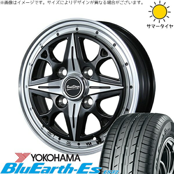エブリィワゴン 165/60R14 サマータイヤ ホイール 4本セット 新品 | ヨコハマタイヤ (YOKOHAMA) ブルーアース ES32 × ブレスト (BLEST) ビートステージ NS-C セミグロスブラック 14インチ 4.5J +45 4穴100