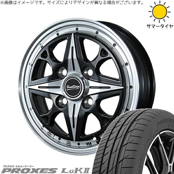 NBOX スペーシア タント デリカミニ 155/65R14 サマータイヤ ホイール 4本セット 新品 | トーヨータイヤ (TOYO TIRE) プロクセス LuK2 × ブレスト (BLEST) ビートステージ NS-C セミグロスブラック 14インチ 4.5J +45 4穴100