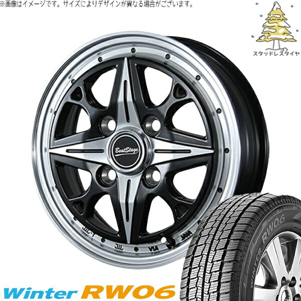 ハイゼットジャンボ 145R12 スタッドレスタイヤ ホイール 4本セット 新品 | ハンコック (HANKOOK) ウィンター RW06 × ブレスト (BLEST) ビートステージ NS-C セミグロスブラック 12インチ 4.00B +43 4穴100