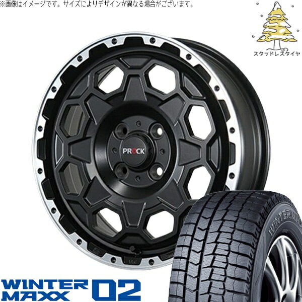 モコ ゼスト パレット ミラ 165/55R14 スタッドレスタイヤ ホイール 4本セット 新品 | ダンロップ (DUNLOP) ウィンターマックス02 × ブレスト (BLEST) バーンズテック プロックストリーム セミグロスブラック 14インチ 4.5J +45 4穴100