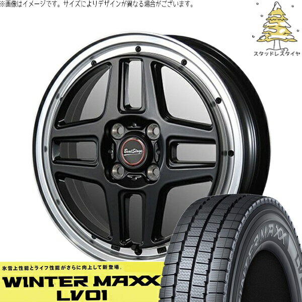 ハイゼットジャンボ 145/80R12 スタッドレスタイヤ ホイール 4本セット 新品 | ダンロップ (DUNLOP) ウィンターマックス LV01 × ブレスト (BLEST) ビートステージ WT-C セミグロスブラック 12インチ 4.00B +43 4穴100