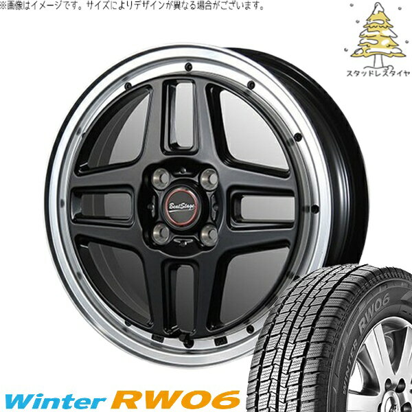 ハイゼットジャンボ 145R12 スタッドレスタイヤ ホイール 4本セット 新品 | ハンコック (HANKOOK) ウィンター RW06 × ブレスト (BLEST) ビートステージ WT-C セミグロスブラック 12インチ 4.00B +43 4穴100