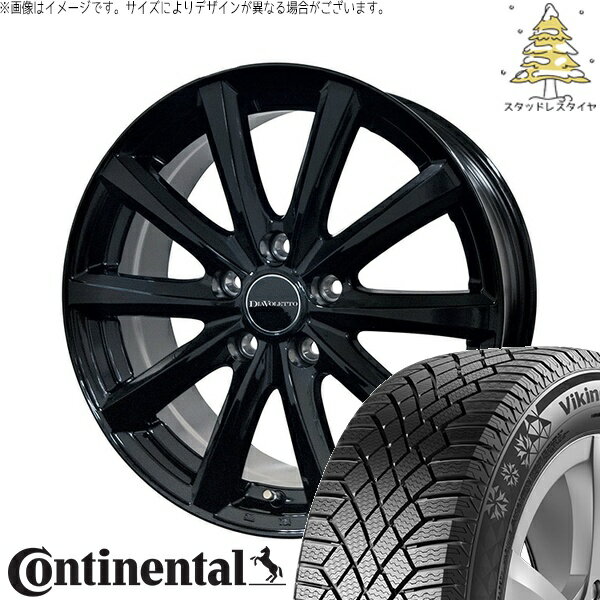 ホンダ CR-Z 195/55R16 スタッドレスタイヤ ホイール 4本セット 新品 | コンチネンタル (CONTINENTAL) バイキングコンタクト セブン (VikingContact7) × コスミック (COSMIC) D.TEN ブラック 16インチ 6.5J +48 5穴114.3