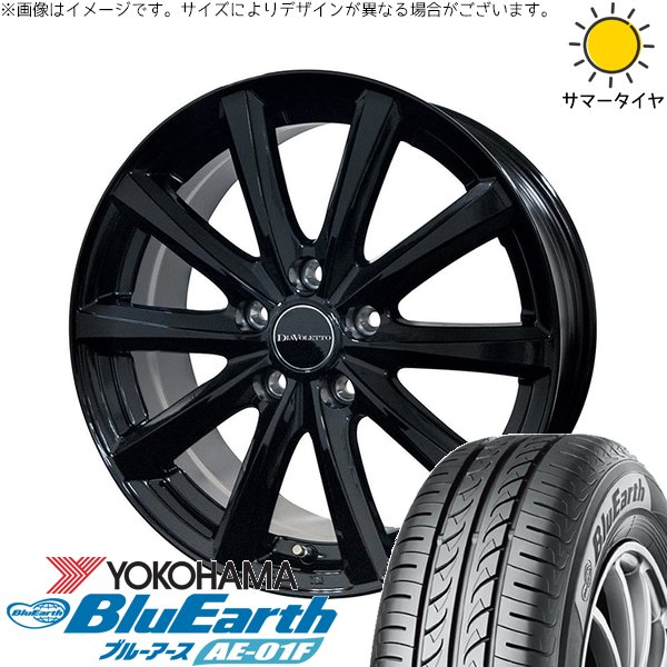 ヴォクシー 195/65R15 サマータイヤ ホイール 4本セット 新品 | ヨコハマタイヤ (YOKOHAMA) ブルーアース AE-01F × コスミック (COSMIC) D.TEN ブラック 15インチ 6J +50 5穴114.3