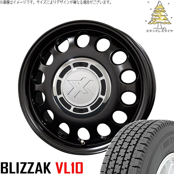 NV200 バネット デリカD3 165/80R14 スタッドレスタイヤ ホイール 4本セット 新品 | ブリヂストン (BRIDGESTONE) ブリザック VL10 × コスミック (COSMIC) クロスブラッド スティール サテンブラック 14インチ 5J +43 4穴114.3