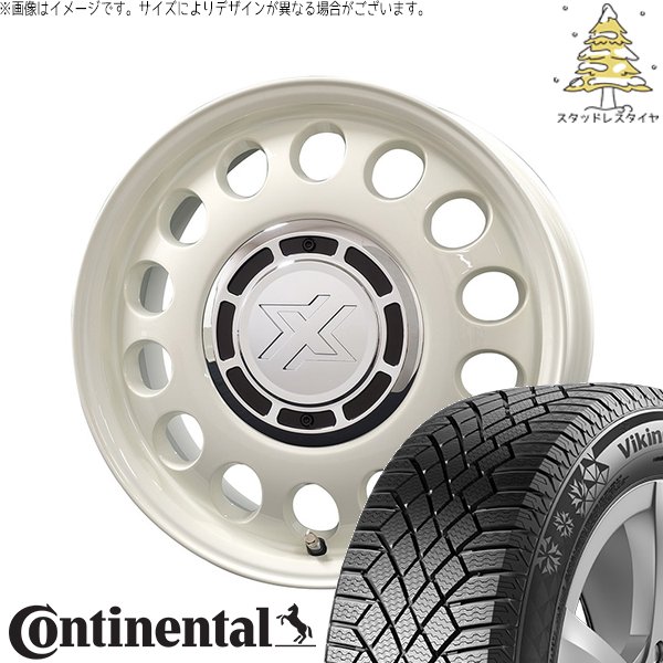 NBOX スペーシア タント デリカミニ 155/65R14 スタッドレスタイヤ ホイール 4本セット 新品 | コンチネンタル (CONTINENTAL) バイキングコンタクト セブン (VikingContact7) × コスミック (COSMIC) クロスブラッド スティール 14インチ 4.5J +43 4穴100