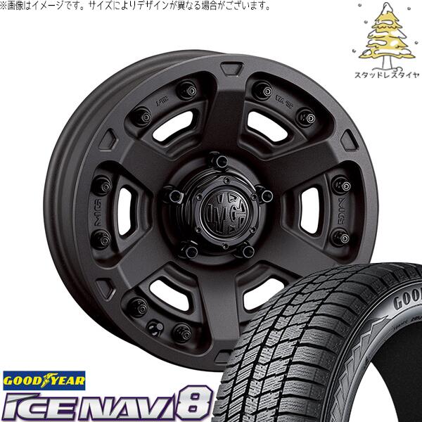 30アルファード 215/65R16 スタッドレスタイヤ ホイール 4本セット 新品 | グッドイヤー (GOODYEAR) アイスナビ エイト (ICENAVI8) × クリムソン (CRIMSON) マーテルギア アーマー ショットガンブラック 16インチ 7.0J +35 5穴114.3