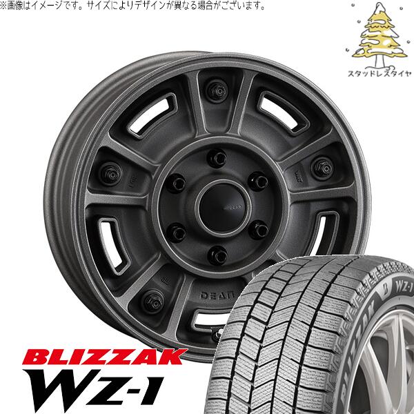 ハイエース専用 215/65R16 スタッドレスタイヤ ホイール 4本セット 新品 | ブリヂストン (BRIDGESTONE) ブリザック WZ-1 × クリムソン (CRIMSON) ディーン BJメキシカン ショットチャコールブラック 16インチ 6.5J +38 6穴139.7