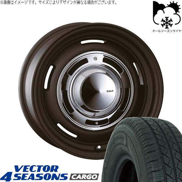 ハイゼットジャンボ 145/80R12 オールシーズンタイヤ ホイール 4本セット 新品 | グッドイヤー (GOODYEAR) ベクター4シーズンズ カーゴ × クリムソン (CRIMSON) ディーン クロスカントリー マットブラック 12インチ 4.00B +42 4穴100