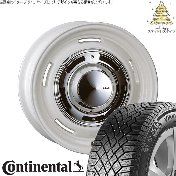 フィット マーチ 185/55R15 スタッドレスタイヤ ホイール 4本セット 新品 | コンチネンタル (Continental) バイキングコンタクト7 × クリムソン (CRIMSON) ディーン クロスカントリー マーガレットホワイト 15インチ 6J +42 4穴100